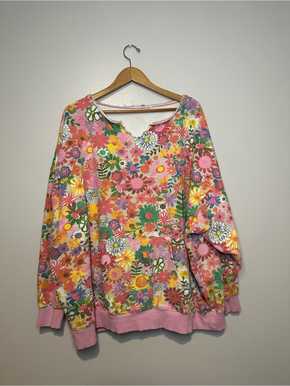 Natural Life Printed Sweatshirt Floral Cotton Oversized Preppy Boho